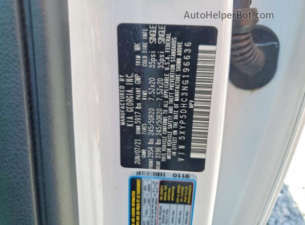 5XYP5DHC3NG196636 2022 KIA TELLURIDE White Vista interior de 360 grados