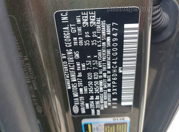 5XYP6DHC4LG009477 2020 KIA TELLURIDE Gray Շարժիչի բաժամունքի տեսք