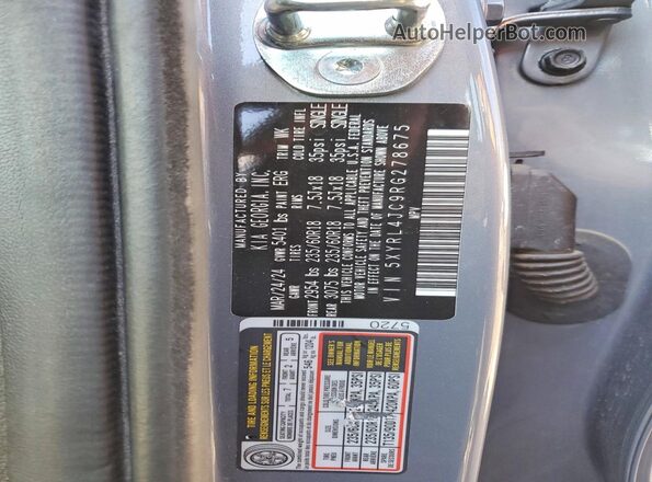 5XYRL4JC9RG278675 2024 KIA SORENTO Silver Widok naklejki z numerem VIN