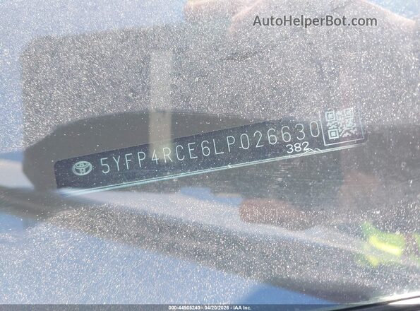 5YFP4RCE6LP026630 2020 TOYOTA LL Light Blue ძრავის განყოფილების ხედი