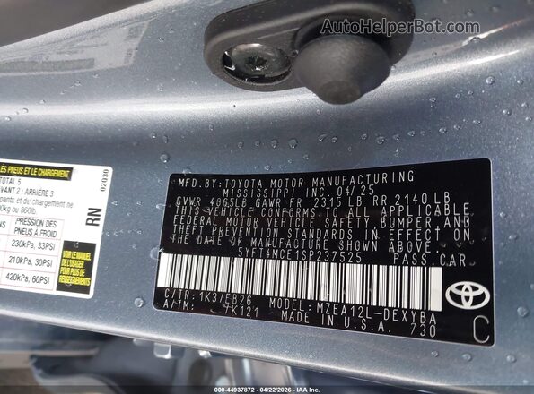 5YFT4MCE1SP237525 2025 TOYOTA LL Серый Вид подкапотного пространства