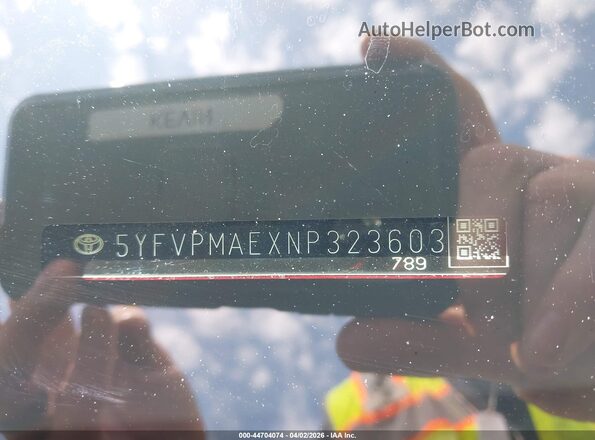 5YFVPMAEXNP323603 2022 TOYOTA LL Темно-бордовый 