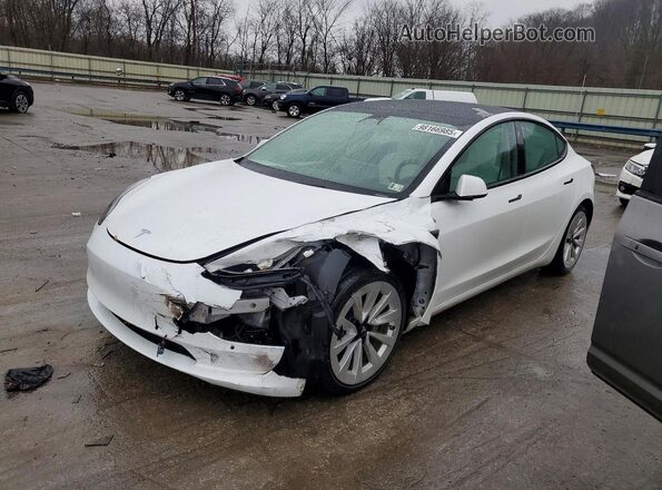 5YJ3E1EB2NF248368 2022 TESLA MODEL Белый Передняя левая четверть