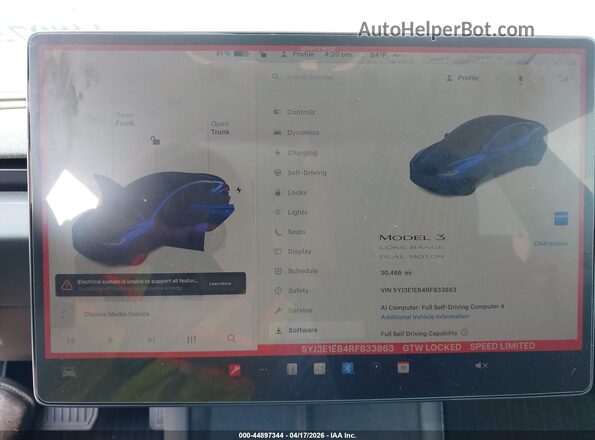 5YJ3E1EB4RF833863 2024 TESLA MODEL 3 Синий Вид задних сидений