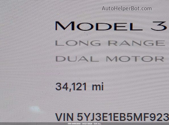 5YJ3E1EB5MF923743 2021 TESLA MODEL 3 Красный 