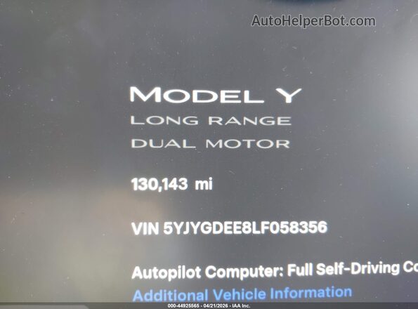 5YJYGDEE8LF058356 2020 TESLA MODEL Y Gray 