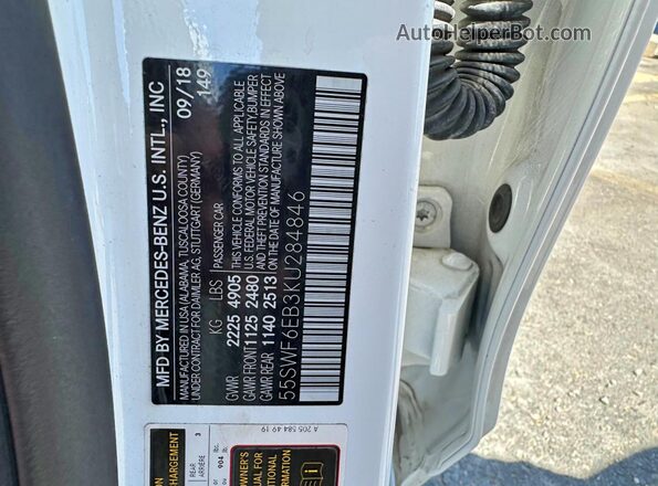 55SWF6EB3KU284846 2019 MERCEDES-BENZ C White Սալոնի հետևի տեսք