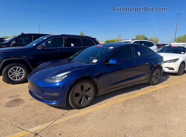 5YJ3E1EB0NF242147 2022 TESLA MODEL Blue Rear right
