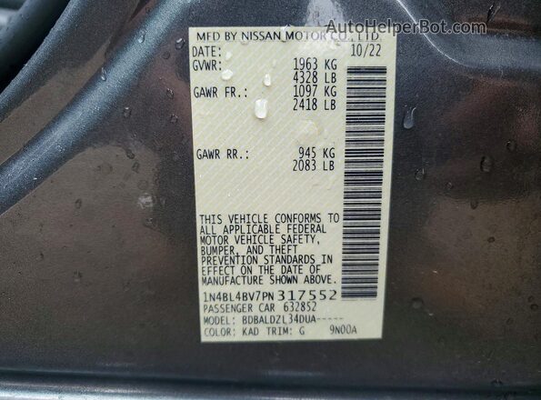 1N4BL4BV7PN317552 2023 NISSAN ALTIMA Серый Панорамный вид салона 360°
