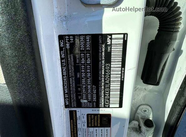 4JGFB4KB1LA096693 2020 MERCEDES-BENZ GLE-CLASS Белый Вид задней части салона