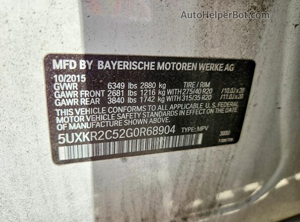 5UXKR2C52G0R68904 2016 BMW X5 Белый Вид наклейки с VIN-кодом