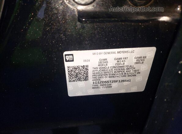 1G1ZD5ST2SF128541 2025 CHEVROLET MALIBU Black Widok komory silnika