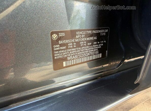 WBA8E5G55GNT93166 2016 BMW OTHER Серый Вид задней части салона
