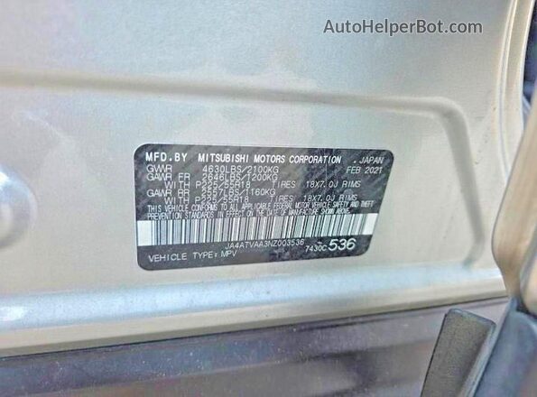 JA4ATVAA3NZ003536 2022 MITSUBISHI ECLIPSE Серебряный Вид задней части салона