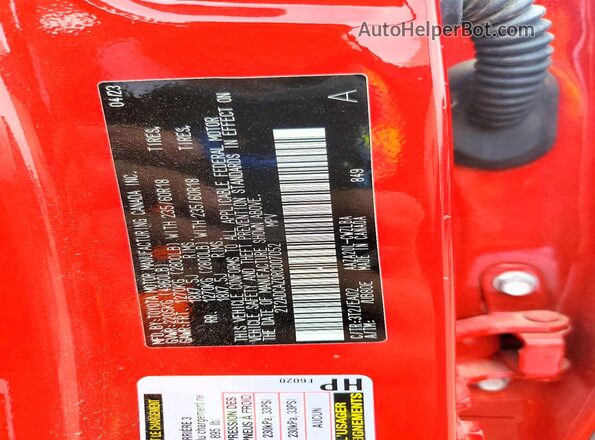 2T2ADCAZ0RC007052 2024 LEXUS NX Красный Вид наклейки с VIN-кодом