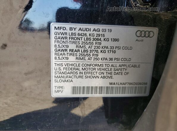 WA1LHAF79KD039286 2019 AUDI Q7 Черный Панорамный вид салона 360°