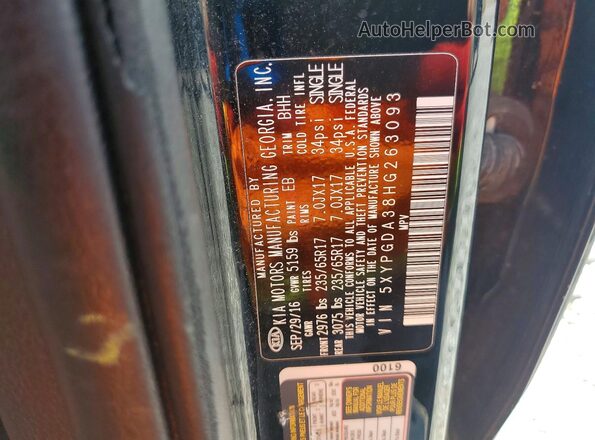 5XYPGDA38HG263093 2017 KIA SORENTO Black Widok wnętrza 360 stopni