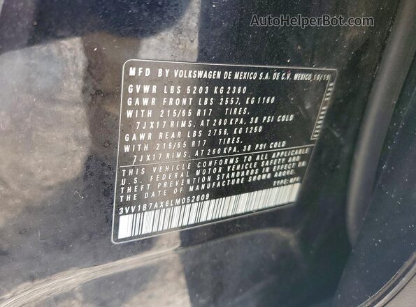 3VV1B7AX6LM052609 2020 VOLKSWAGEN TIGUAN Черный Панорамный вид салона 360°