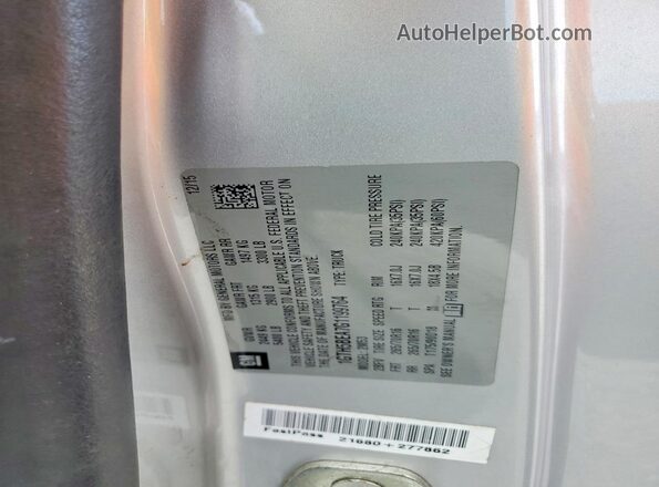 1GTH5BEA7G1199764 2016 GMC CANYON Серебряный Вид наклейки с VIN-кодом
