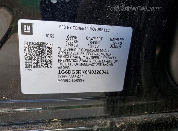 1G6DG5RK6M0128041 2021 CADILLAC CT4 Black VIN კოდის სტიკერის ხედი