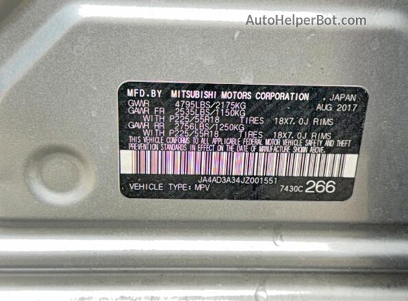 JA4AD3A34JZ001551 2018 MITSUBISHI OUTLANDER Серебряный Вид задней части салона
