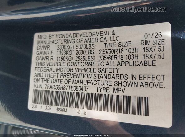7FARS6H87TE080437 2026 HONDA CR-V HYBRID Black Widok komory silnika