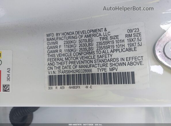 7FARS6H92RE028666 2024 HONDA CR-V HYBRID White Vista del compartimento del motor