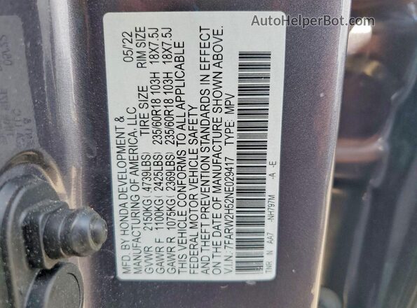7FARW2H52NE029417 2022 HONDA CR-V Серый Вид подкапотного пространства