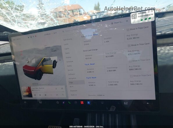 7G2CEHED1SA064720 2025 TESLA CYBERTRUCK Белый Вид задних сидений