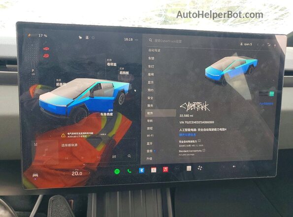 7G2CEHED2SA066069 2025 TESLA CYBERTRUCK Black Widok zestawu wskaźników
