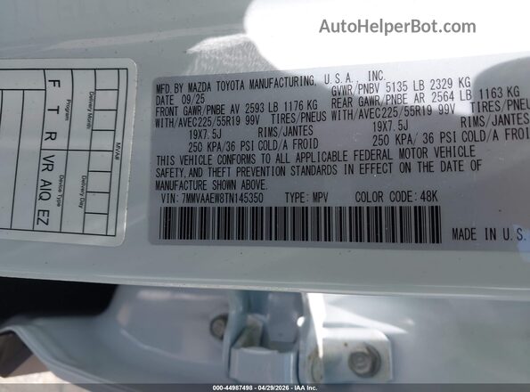 7MMVAAEW8TN145350 2026 MAZDA CX-50 HYBRID White Vista del compartimento del motor