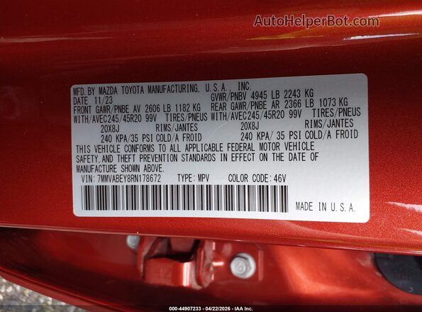 7MMVABEY8RN178672 2024 MAZDA CX-5 Burgundy Engine compartment view