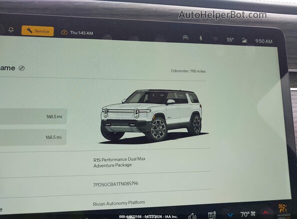 7PDSGCBA1TN085796 2026 RIVIAN R1S White Widok tylnych siedzeń