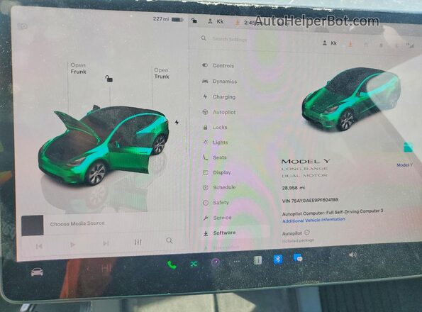 7SAYGAEE9PF604198 2023 TESLA MODEL Серый Вид щитка приборов