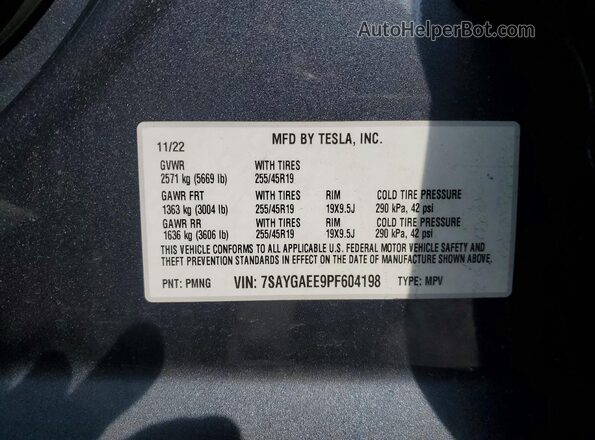 7SAYGAEE9PF604198 2023 TESLA MODEL Серый Вид подкапотного пространства