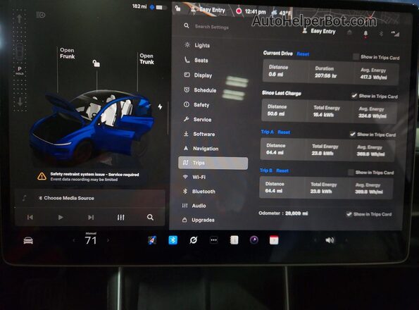 7SAYGDED5TF423926 2026 TESLA MODEL Blue ხელსაწყოთა პანელის ხედი