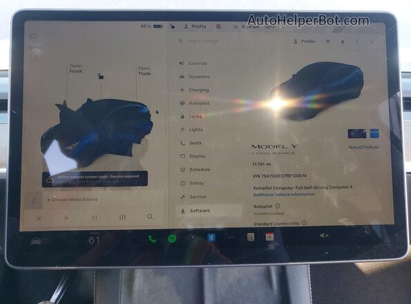 7SAYGDED7RF120574 2024 TESLA MODEL Blue Widok zestawu wskaźników