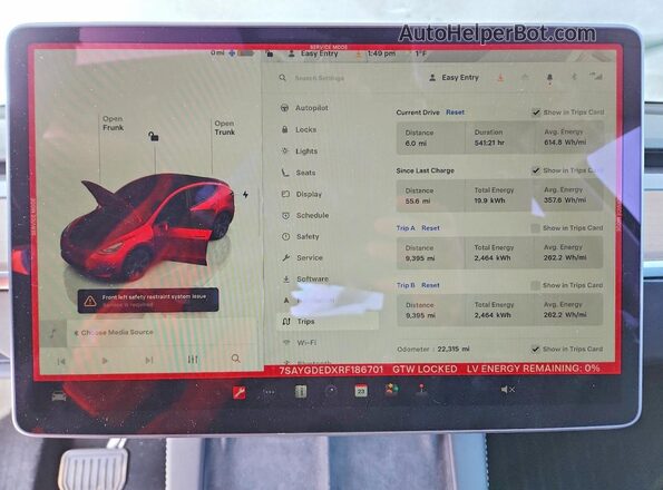 7SAYGDEDXRF186701 2024 TESLA MODEL White Vista del cuadro de instrumentos