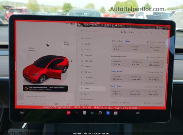 7SAYGDEE0NF384495 2022 TESLA MODEL Y White უკანა სავარძლების ხედი