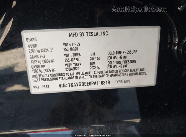 7SAYGDEE0PA116319 2023 TESLA MODEL Y Black Vista del compartimento del motor