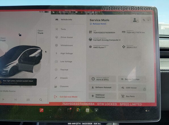 7SAYGDEE0TA590684 2026 TESLA MODEL Y Черный Вид задних сидений