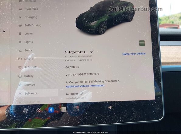 7SAYGDEE2RF195076 2024 TESLA MODEL Y Gray უკანა სავარძლების ხედი