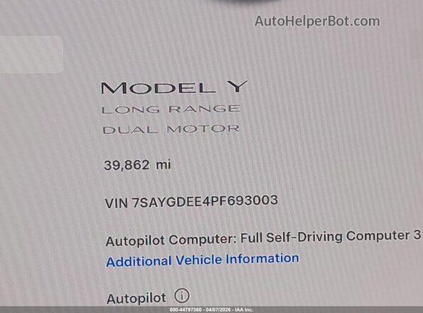 7SAYGDEE4PF693003 2023 TESLA MODEL Y Blue Widok tylnych siedzeń
