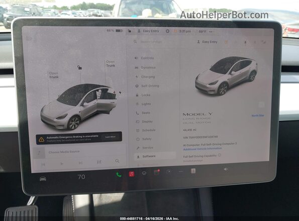 7SAYGDEE5NF339746 2022 TESLA MODEL Y White 