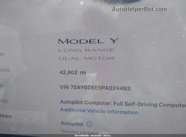 7SAYGDEE5PA024493 2023 TESLA MODEL Y Black Vista de los asientos traseros