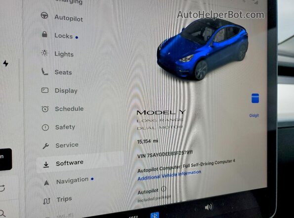 7SAYGDEE6SF257911 2025 TESLA MODEL Blue Vista del cuadro de instrumentos