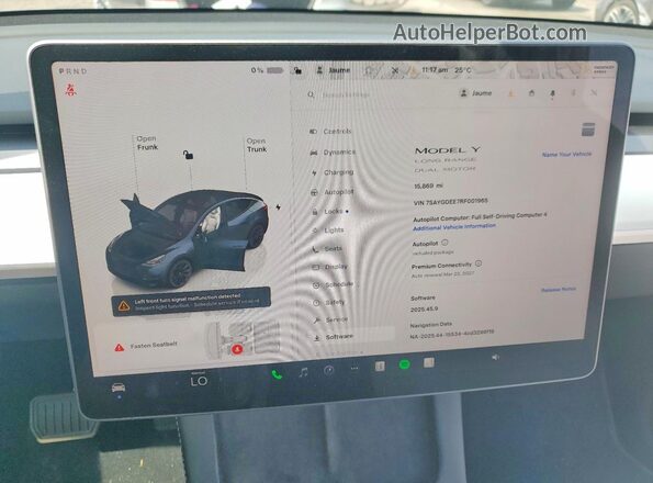 7SAYGDEE7RF001965 2024 TESLA MODEL Black Instrument cluster view