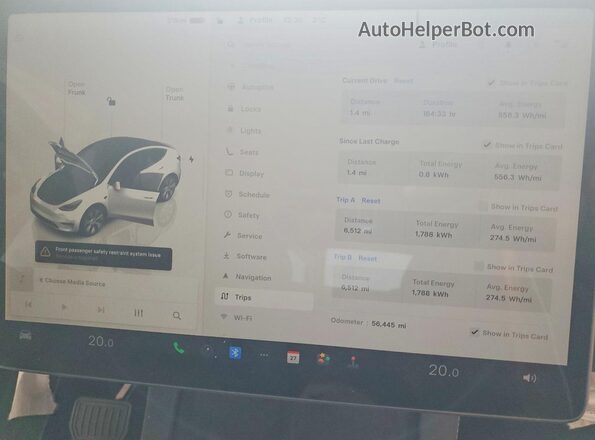 7SAYGDEE8NF504530 2022 TESLA MODEL White ხელსაწყოთა პანელის ხედი