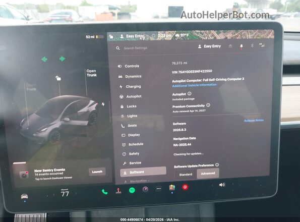 7SAYGDEE9NF422550 2022 TESLA MODEL Y Gray Вид задніх сидінь