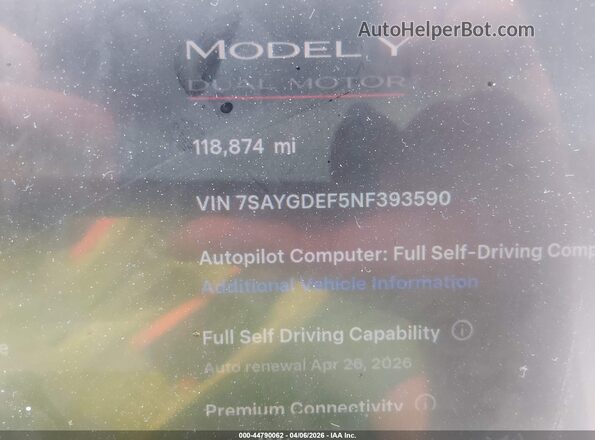 7SAYGDEF5NF393590 2022 TESLA MODEL Y Blue Rear seats view